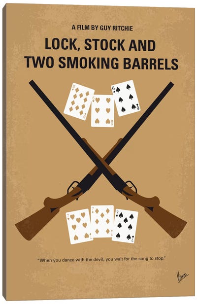 Lock, Stock And Two Smoking Barrels Minimal Movie Poster Canvas Art Print - Thriller Movie Art