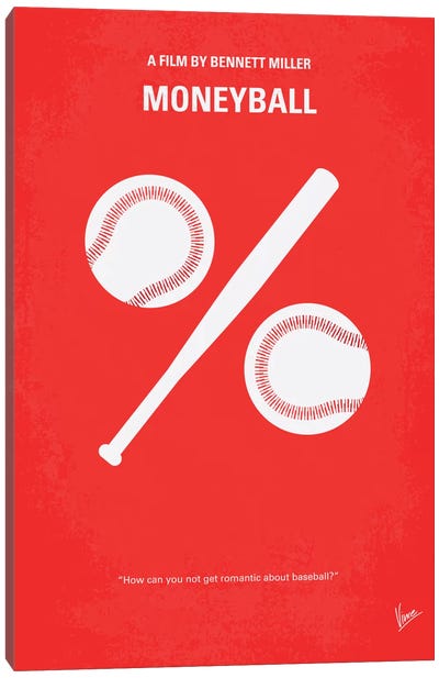 Moneyball Minimal Movie Poster Canvas Art Print - Baseball Art