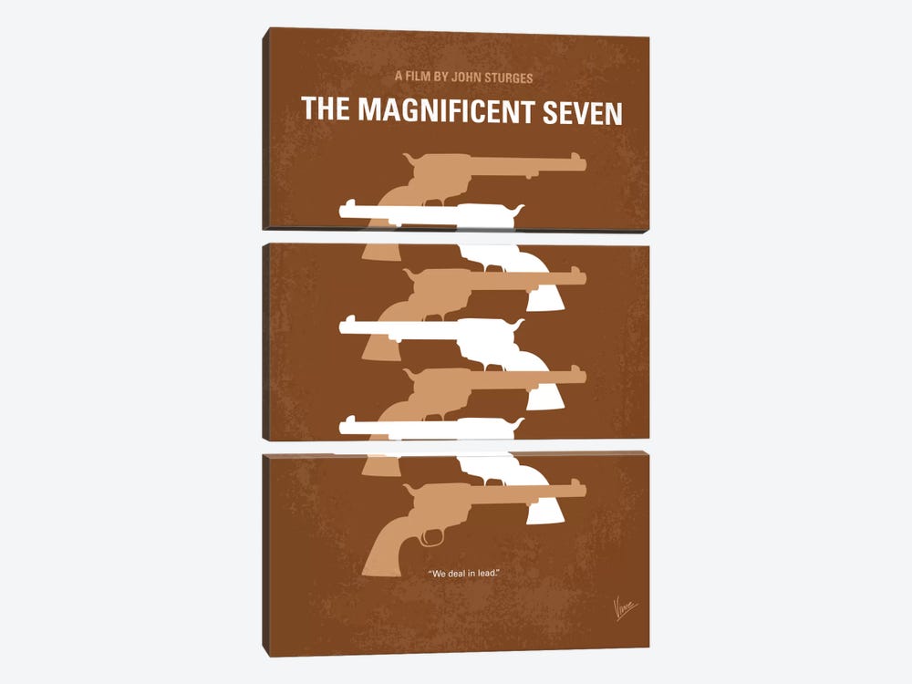 The Magnificent Seven Minimal Movie Poster by Chungkong 3-piece Canvas Print