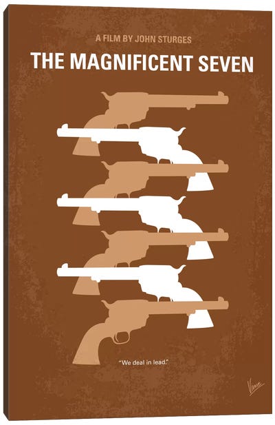 The Magnificent Seven Minimal Movie Poster Canvas Art Print - Chungkong's Thriller Movie Posters