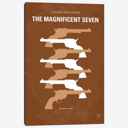 The Magnificent Seven Minimal Movie Poster Canvas Print #CKG207} by Chungkong Canvas Wall Art