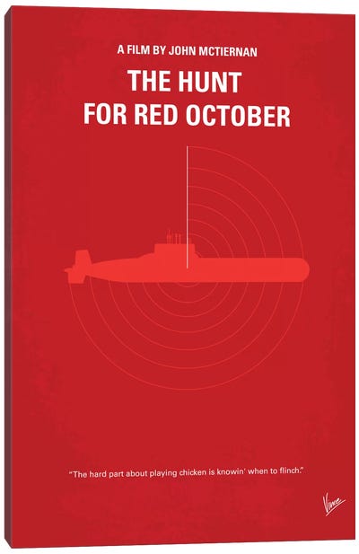 The Hunt For Red October Minimal Movie Poster Canvas Art Print - Chungkong's Thriller Movie Posters