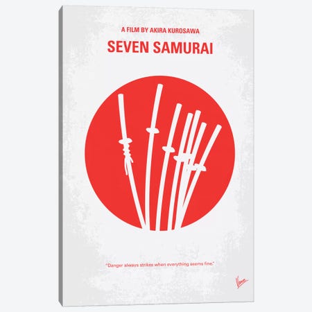 Seven Samurai Minimal Movie Poster Canvas Print #CKG210} by Chungkong Canvas Wall Art