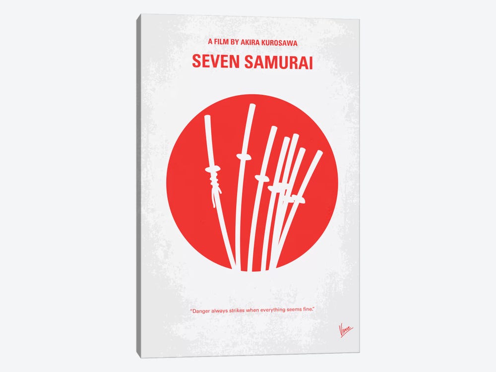 Seven Samurai Minimal Movie Poster by Chungkong 1-piece Art Print