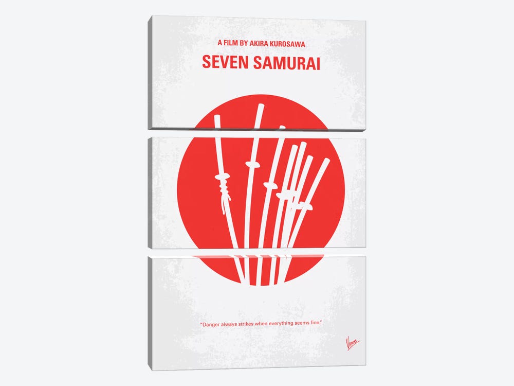 Seven Samurai Minimal Movie Poster by Chungkong 3-piece Canvas Print