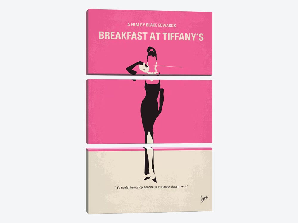 Breakfast At Tiffany's Minimal Movie Poster by Chungkong 3-piece Canvas Wall Art