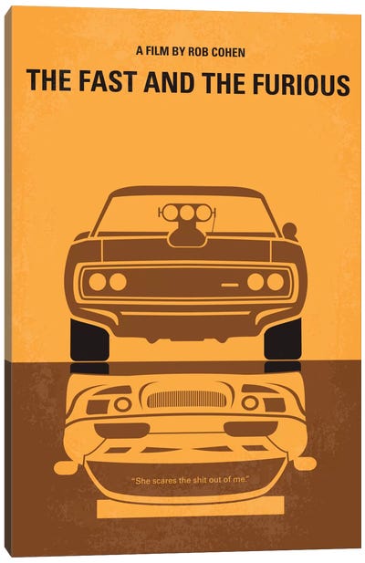 The Fast And The Furious Minimal Movie Poster Canvas Art Print - Automobile Art