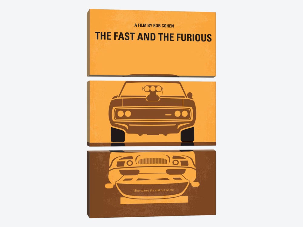 The Fast And The Furious Minimal Movie Poster by Chungkong 3-piece Canvas Art Print