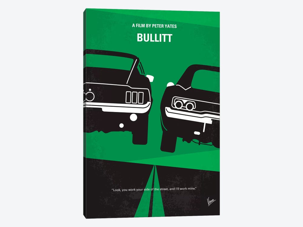 Bullitt Minimal Movie Poster by Chungkong 1-piece Canvas Print