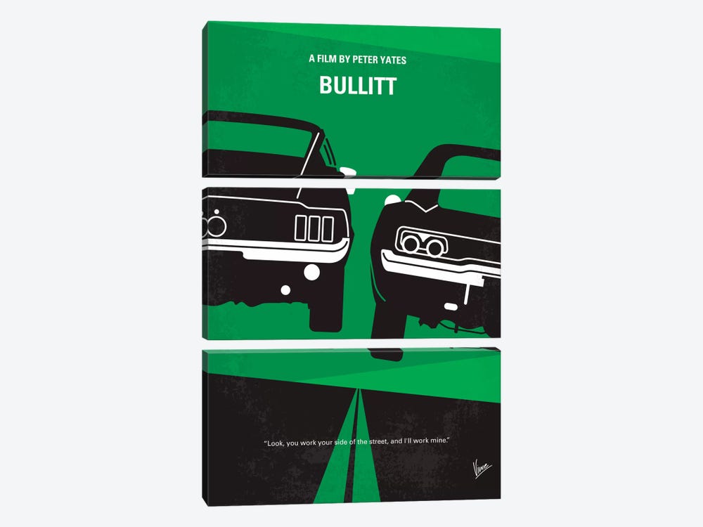 Bullitt Minimal Movie Poster by Chungkong 3-piece Canvas Art Print