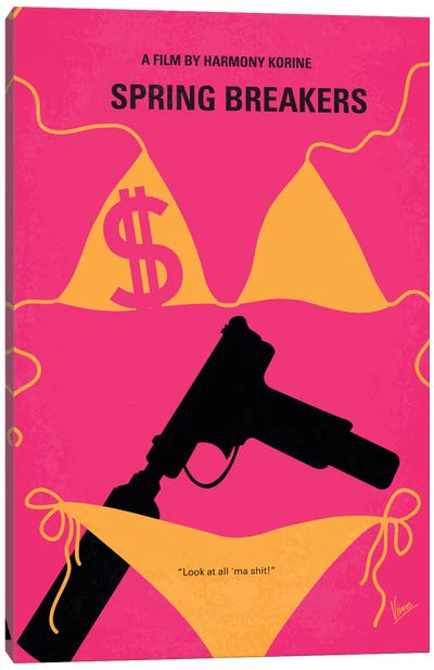 Spring Breakers Minimal Movie Poster Canvas Art Print - Chungkong's Action & Adventure Movie Posters