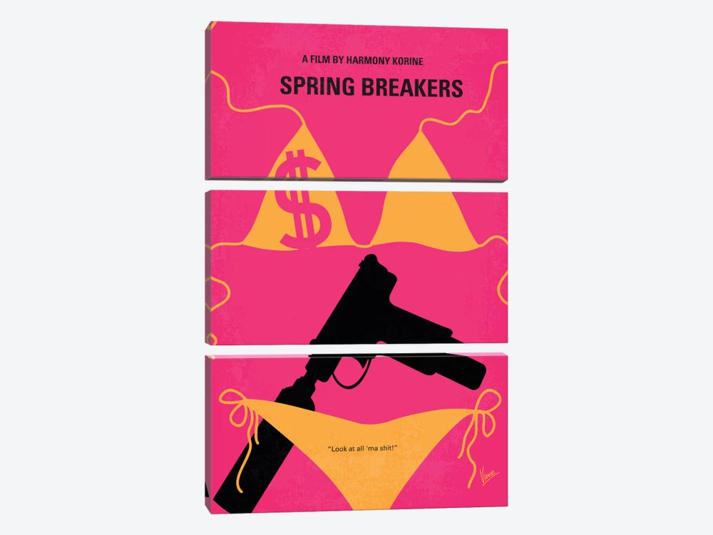 Spring Breakers Minimal Movie Poster by Chungkong 3-piece Canvas Print