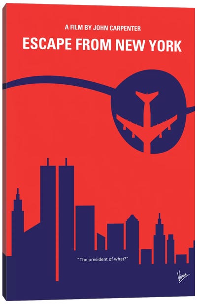 Escape From New York Minimal Movie Poster Canvas Art Print - Airplane Art