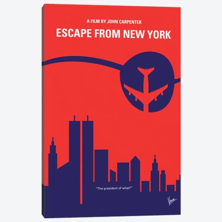 Escape From New York Minimal Movie Poster Canvas Print #CKG228} by Chungkong Canvas Print