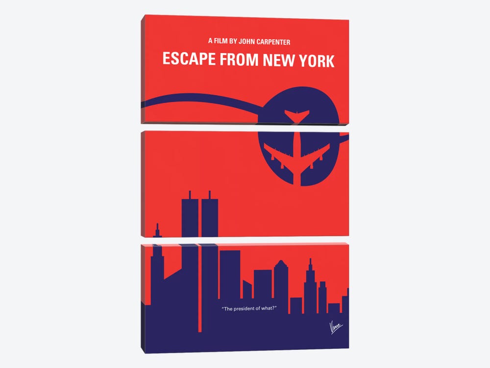 Escape From New York Minimal Movie Poster by Chungkong 3-piece Canvas Artwork