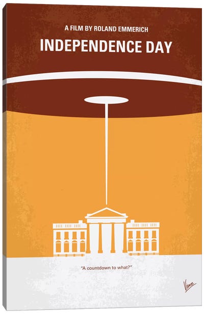 Independence Day Minimal Movie Poster Canvas Art Print - Oscar Winners & Nominees