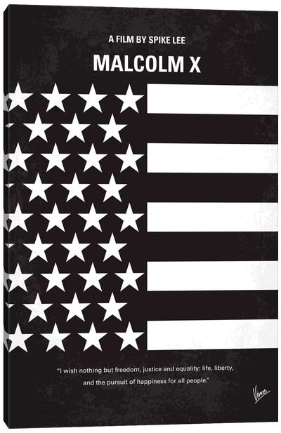 Malcolm X Minimal Movie Poster Canvas Art Print - Black & White Pop Culture Art