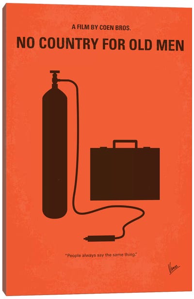 No Country For Old Men Minimal Movie Poster Canvas Art Print - Oscar Winners & Nominees
