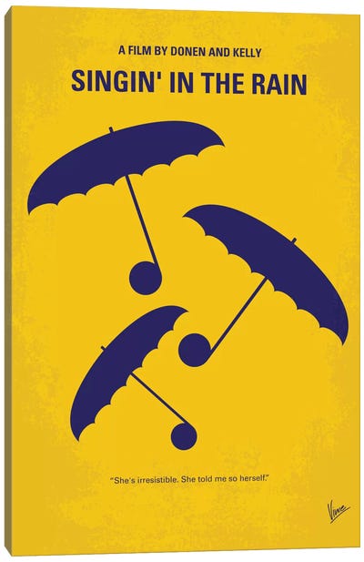 Singin' In The Rain Minimal Movie Poster Canvas Art Print - Minimalist Posters