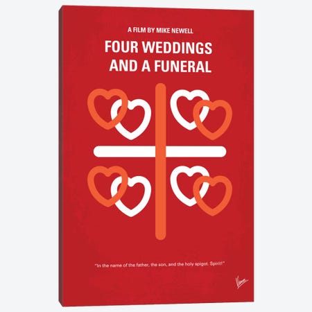 Four Weddings And A Funeral Minimal Movie Poster Canvas Print #CKG262} by Chungkong Canvas Art Print