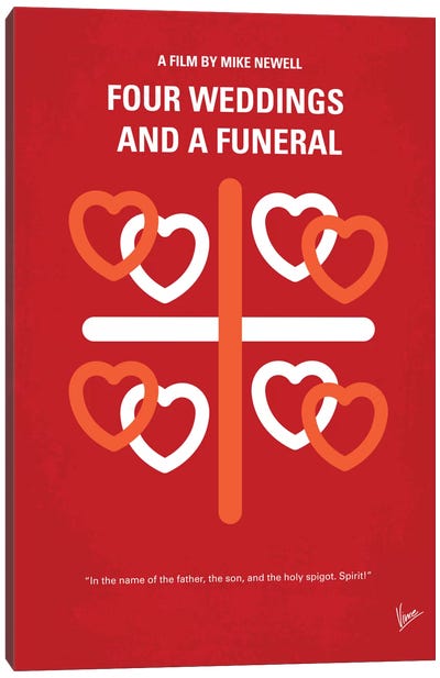 Four Weddings And A Funeral Minimal Movie Poster Canvas Art Print - Romance Movie Art