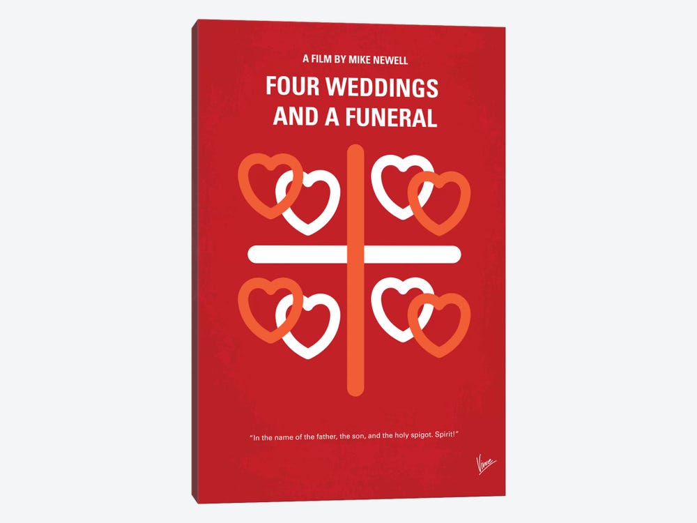 Four Weddings And A Funeral Minimal Movie Poster by Chungkong 1-piece Canvas Art