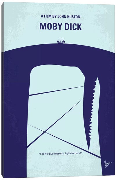 Moby Dick Minimal Movie Poster Canvas Art Print - Fantasy Minimalist Movie Posters