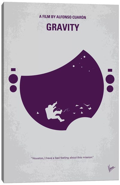 Gravity Minimal Movie Poster Canvas Art Print - Science Fiction Minimalist Movie Posters