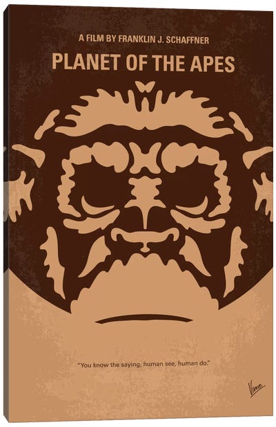 Planet Of The Apes Minimal Movie Poster Canvas Art Print - Oscar Winners & Nominees