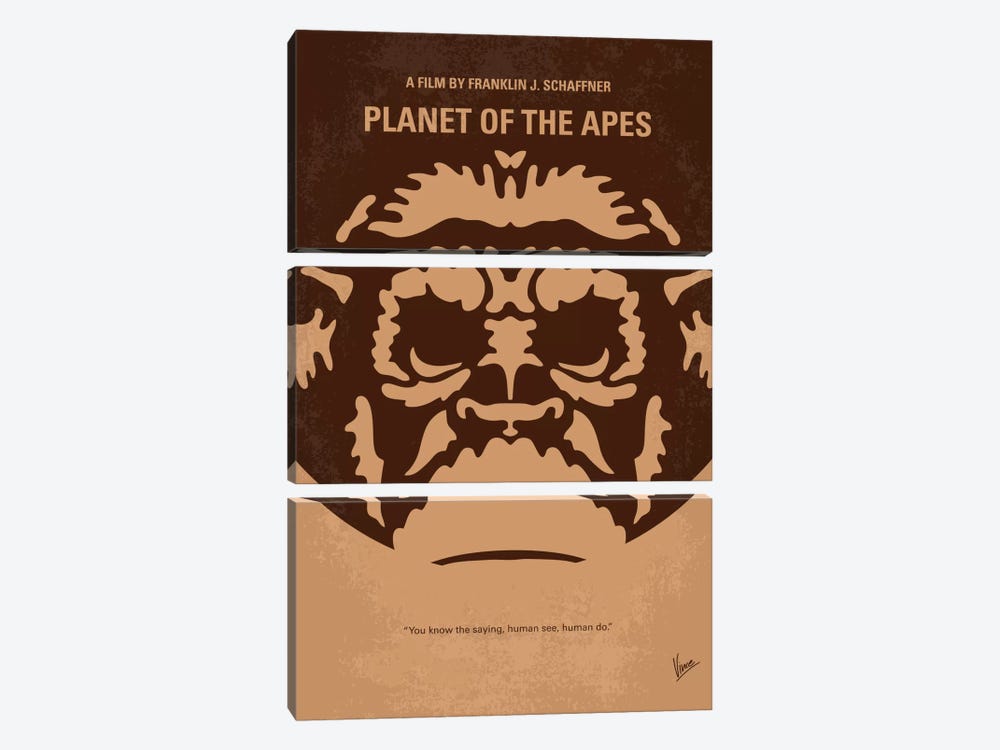 Planet Of The Apes Minimal Movie Poster by Chungkong 3-piece Canvas Wall Art