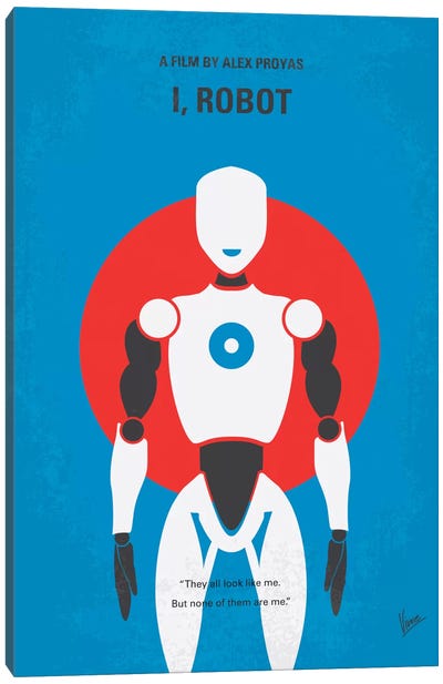 I, Robot Minimal Movie Poster Canvas Art Print - Thriller Minimalist Movie Posters