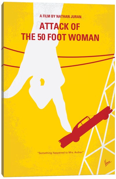 Attack Of The 50 Foot Woman Minimal Movie Poster Canvas Art Print - Minimalist Movie Posters