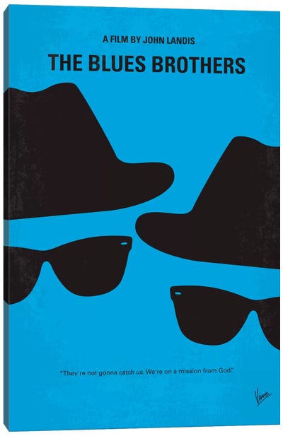 Blues Brothers Minimal Movie Poster Canvas Art Print - Minimalist Rooms