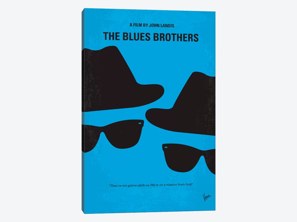 Blues Brothers Minimal Movie Poster by Chungkong 1-piece Canvas Art