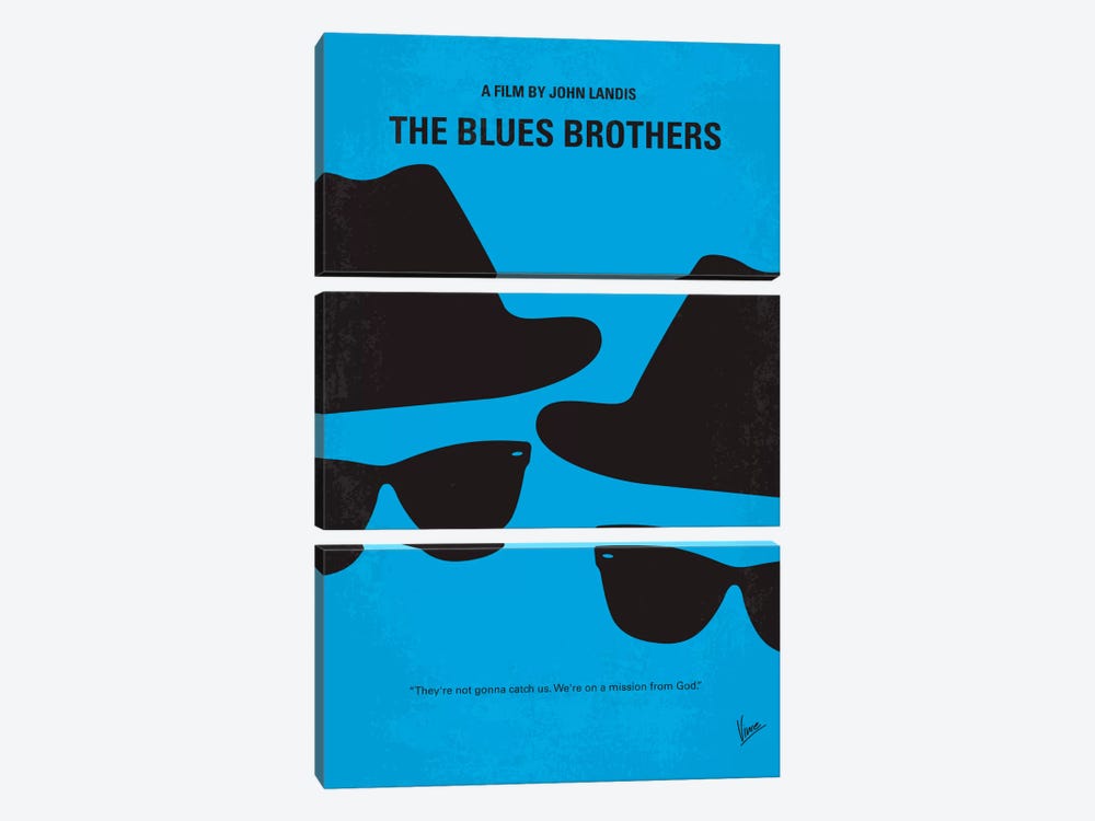 Blues Brothers Minimal Movie Poster by Chungkong 3-piece Canvas Art