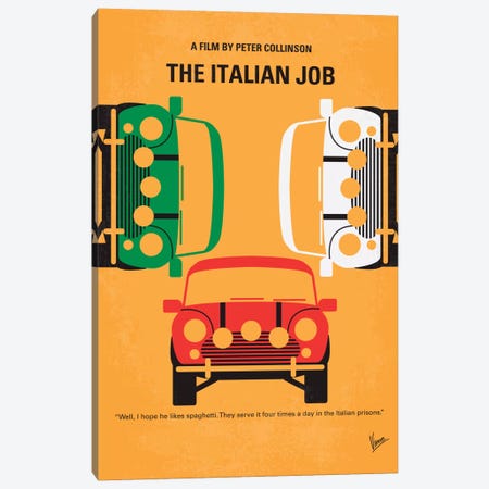 The Italian Job Minimal Movie Poster Canvas Print #CKG289} by Chungkong Art Print