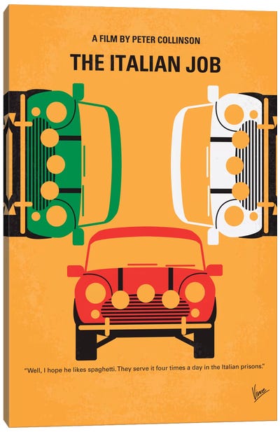 The Italian Job Minimal Movie Poster Canvas Art Print - Automobile Art