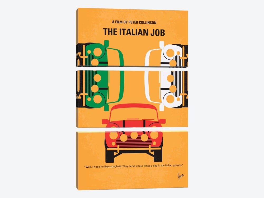 The Italian Job Minimal Movie Poster by Chungkong 3-piece Canvas Art Print