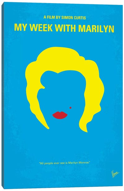 My Week With Marilyn Minimal Movie Poster Canvas Art Print - Oscar Winners & Nominees