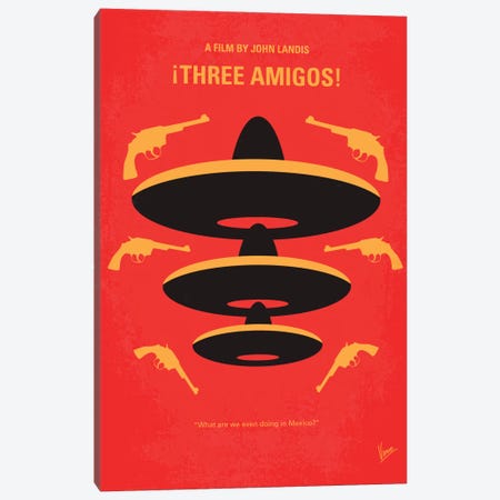 Three Amigos Minimal Movie Poster Canvas Print #CKG295} by Chungkong Art Print
