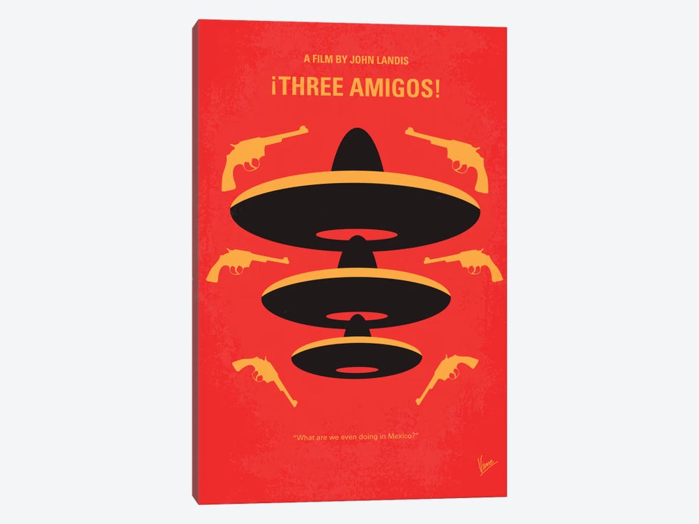 Three Amigos Minimal Movie Poster by Chungkong 1-piece Canvas Art