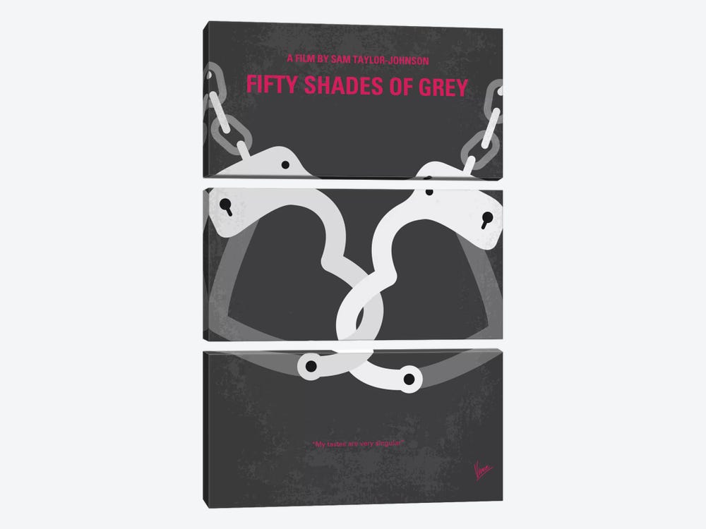 Fifty Shades Of Grey Minimal Movie Poster by Chungkong 3-piece Canvas Print