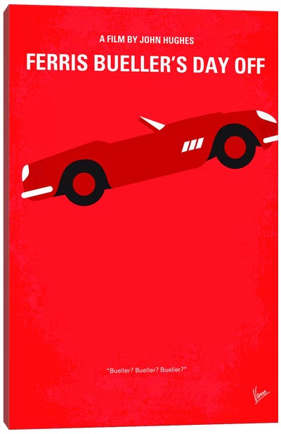 Ferris Bueller's Day Off Minimal Movie Poster Canvas Art Print - Red Art