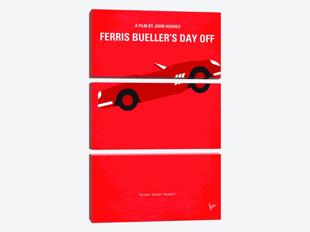 Ferris Bueller's Day Off Minimal Movie Poster by Chungkong 3-piece Canvas Print
