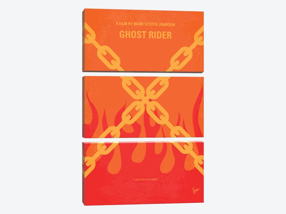 Ghost Rider Minimal Movie Poster by Chungkong 3-piece Canvas Art Print