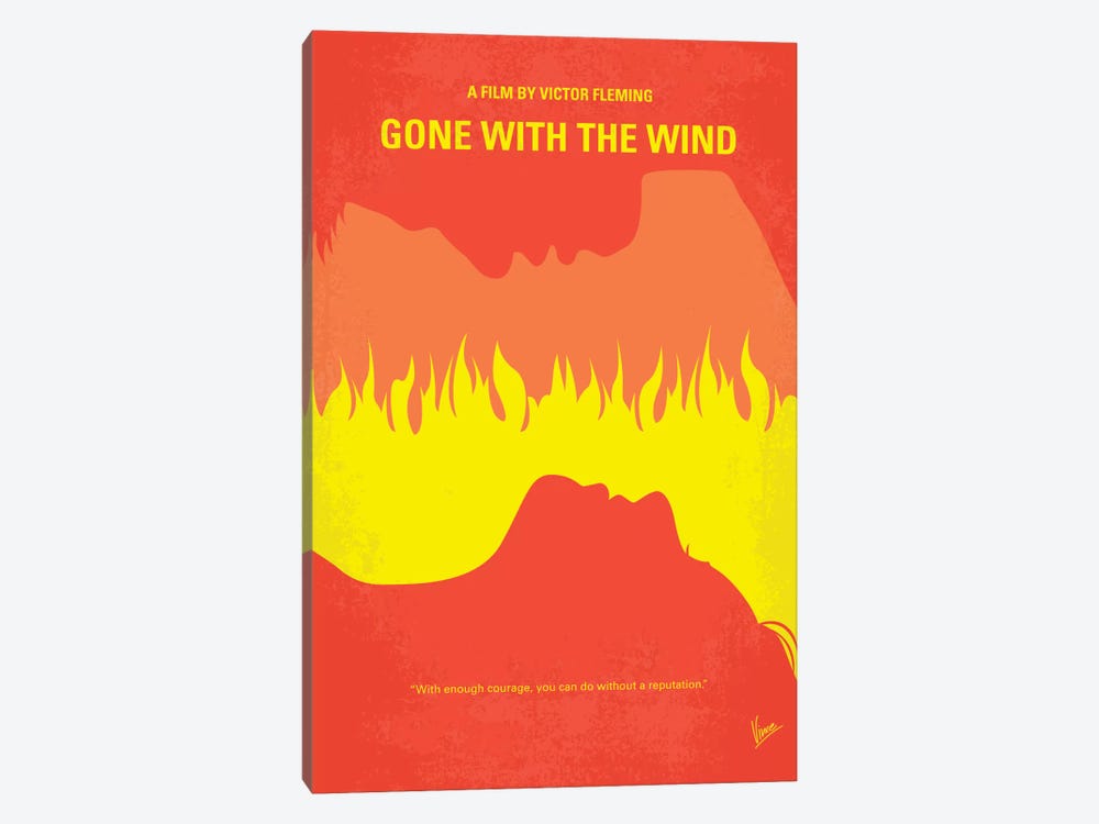 Gone With The Wind Minimal Movie Poster by Chungkong 1-piece Canvas Wall Art