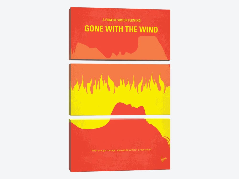 Gone With The Wind Minimal Movie Poster by Chungkong 3-piece Canvas Artwork