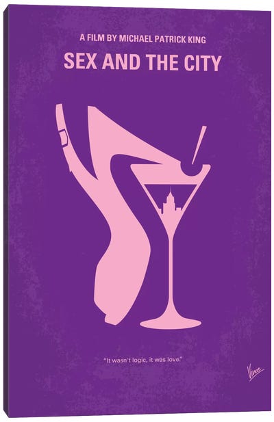 Sex And The City Minimal Movie Poster Canvas Art Print - Cocktail & Mixed Drink Art