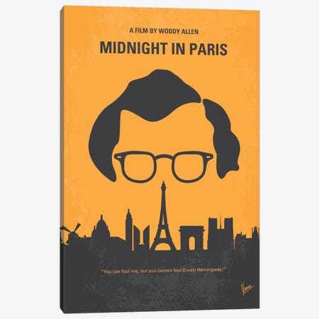 Midnight In Paris Minimal Movie Poster Canvas Print #CKG322} by Chungkong Canvas Wall Art