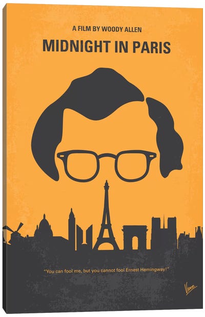 Midnight In Paris Minimal Movie Poster Canvas Art Print - Woody Allen